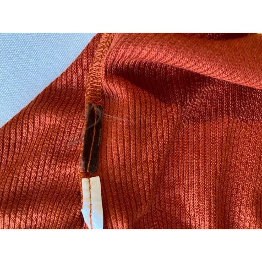 Unbranded Poncho Women’s One Size Rust Cowl Neck Ruffled Hem Hippie Bohemian